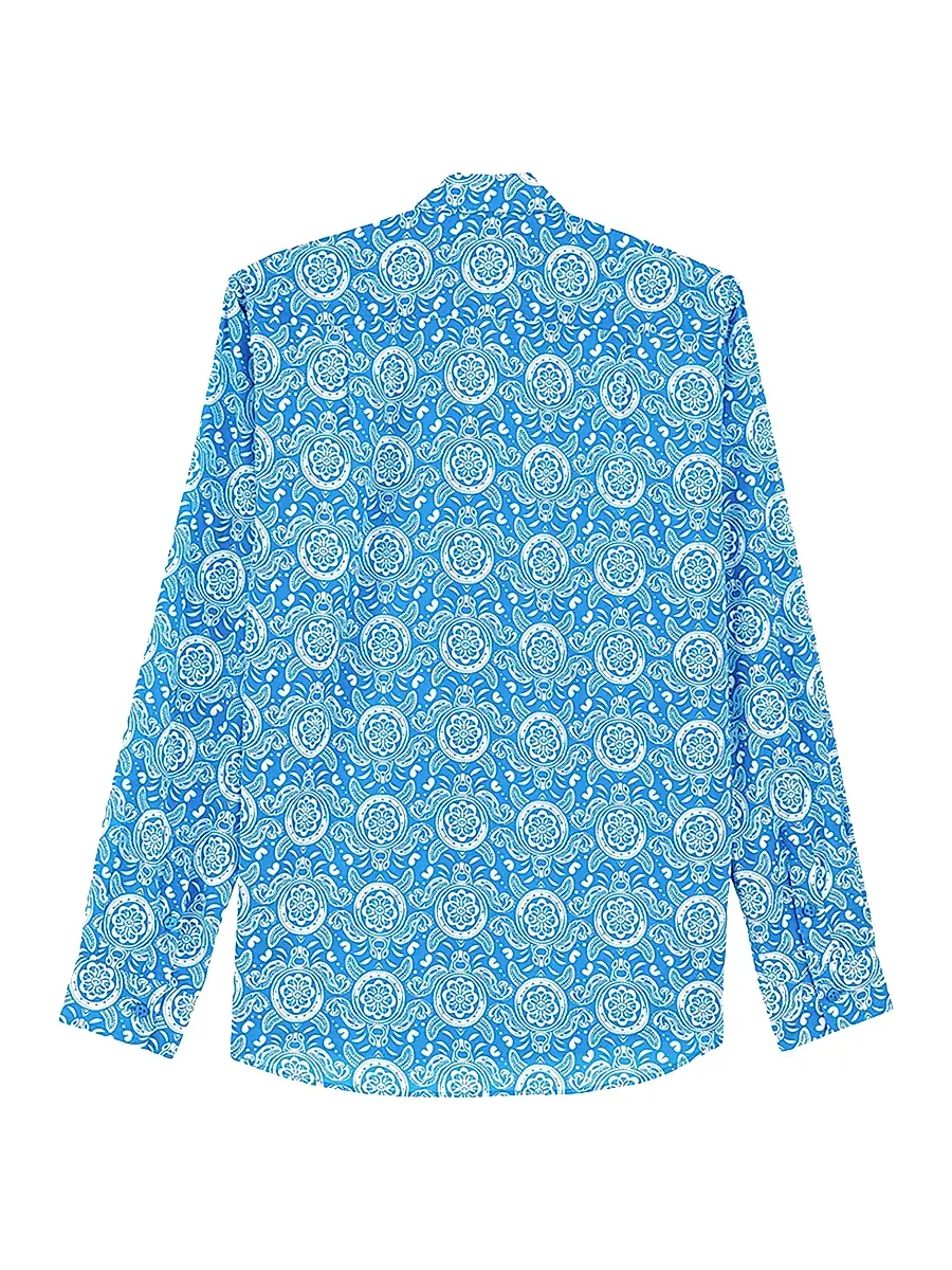 Vilebrequin Men's Graphic Turtle Button-Front Shirt | Thumbnail 3 Vilebrequin Men's Graphic Turtle Button-Front Shirt | Thumbnail 3