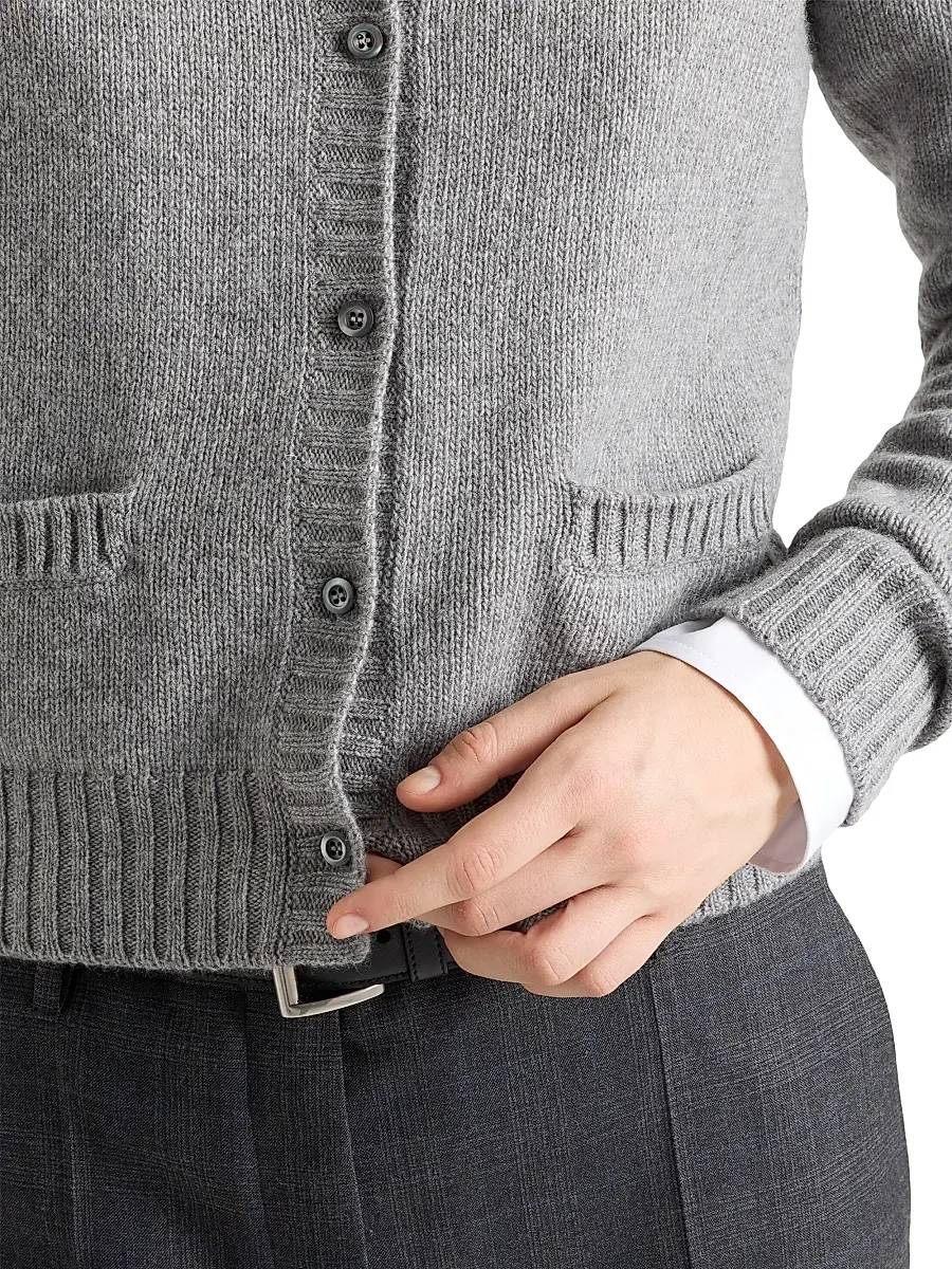Prada Women's Re-Cashmere Cardigan - Grey | Thumbnail 4 Prada Women's Re-Cashmere Cardigan - Grey | Thumbnail 4