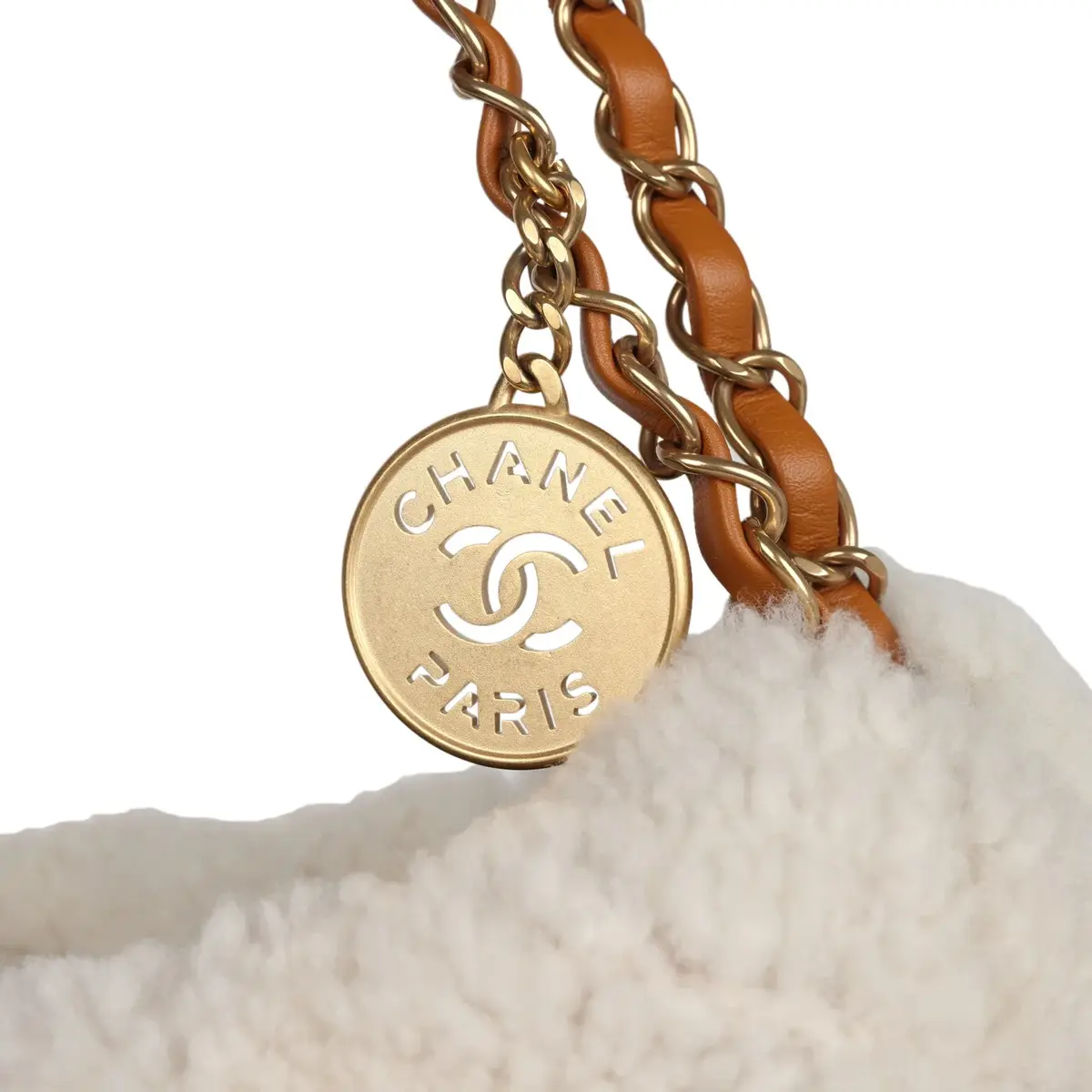Chanel Chanel Small 22 Bag Tan/White Suede/Shearling Gold Hardware | Thumbnail 5 Chanel Chanel Small 22 Bag Tan/White Suede/Shearling Gold Hardware | Thumbnail 5