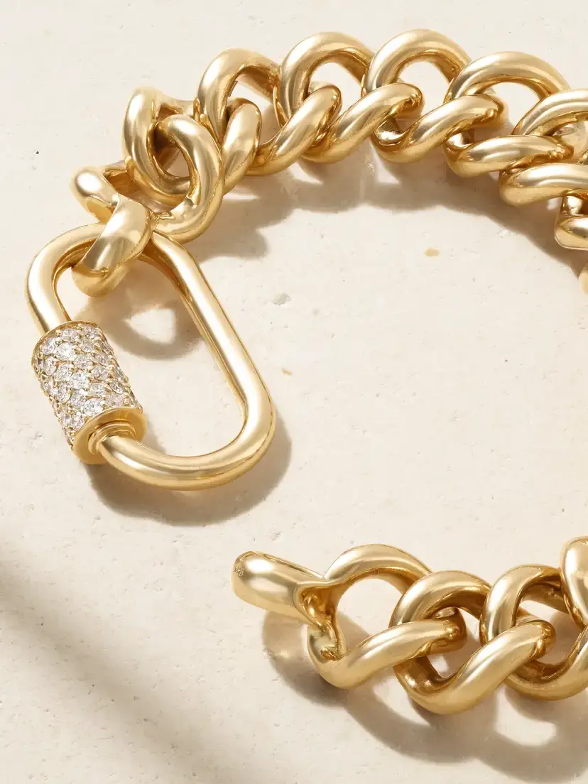 Marla Aaron Mega Curb 14-karat Gold Diamond Bracelet | Thumbnail 3 Marla Aaron Mega Curb 14-karat Gold Diamond Bracelet | Thumbnail 3