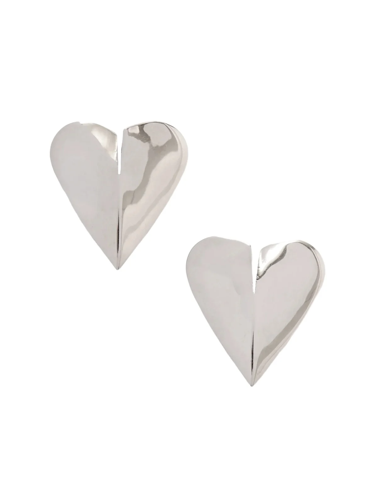 Torn Heart Oversized Silver-tone Earrings