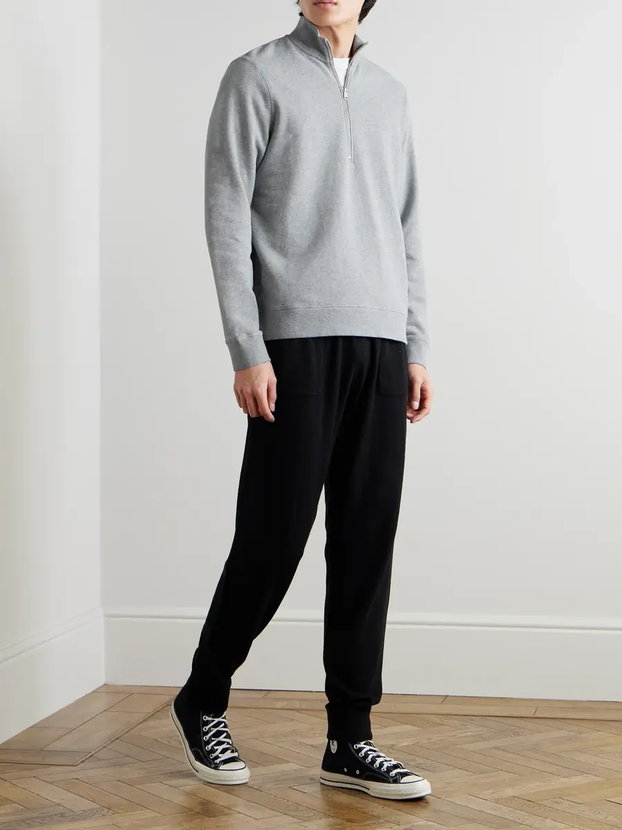 Sunspel Cotton-Jersey Half-Zip Sweatshirt - Men | Thumbnail 2