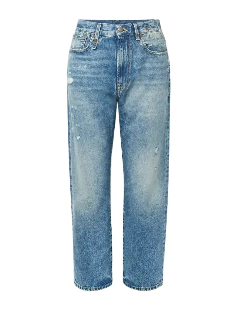 R13 Distressed Low-rise Wide-leg Jeans