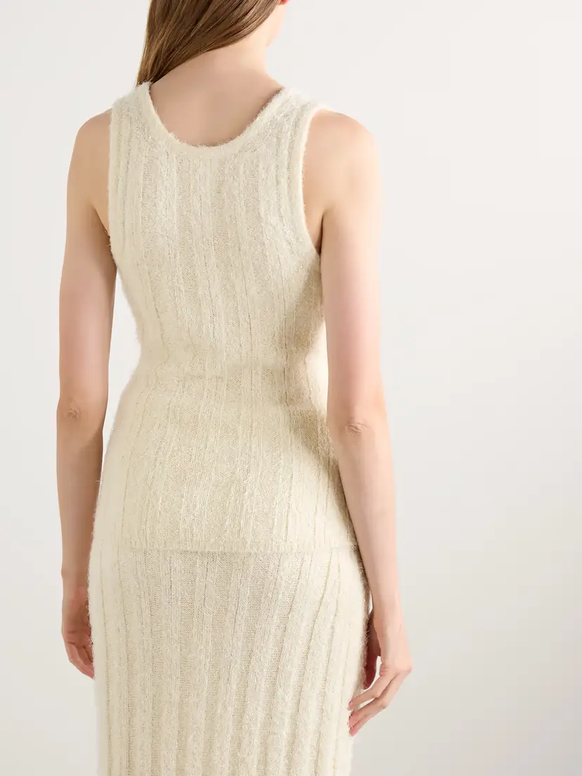 Khaite Lena Ribbed Brushed Silk And Cashmere-blend Tank | Thumbnail 3