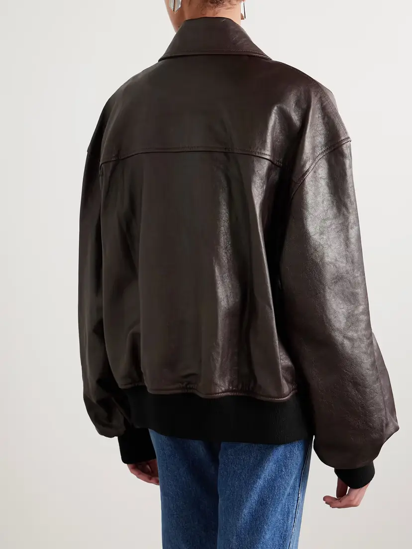 Khaite Shelman Leather Bomber Jacket | Thumbnail 3 Khaite Shelman Leather Bomber Jacket | Thumbnail 3