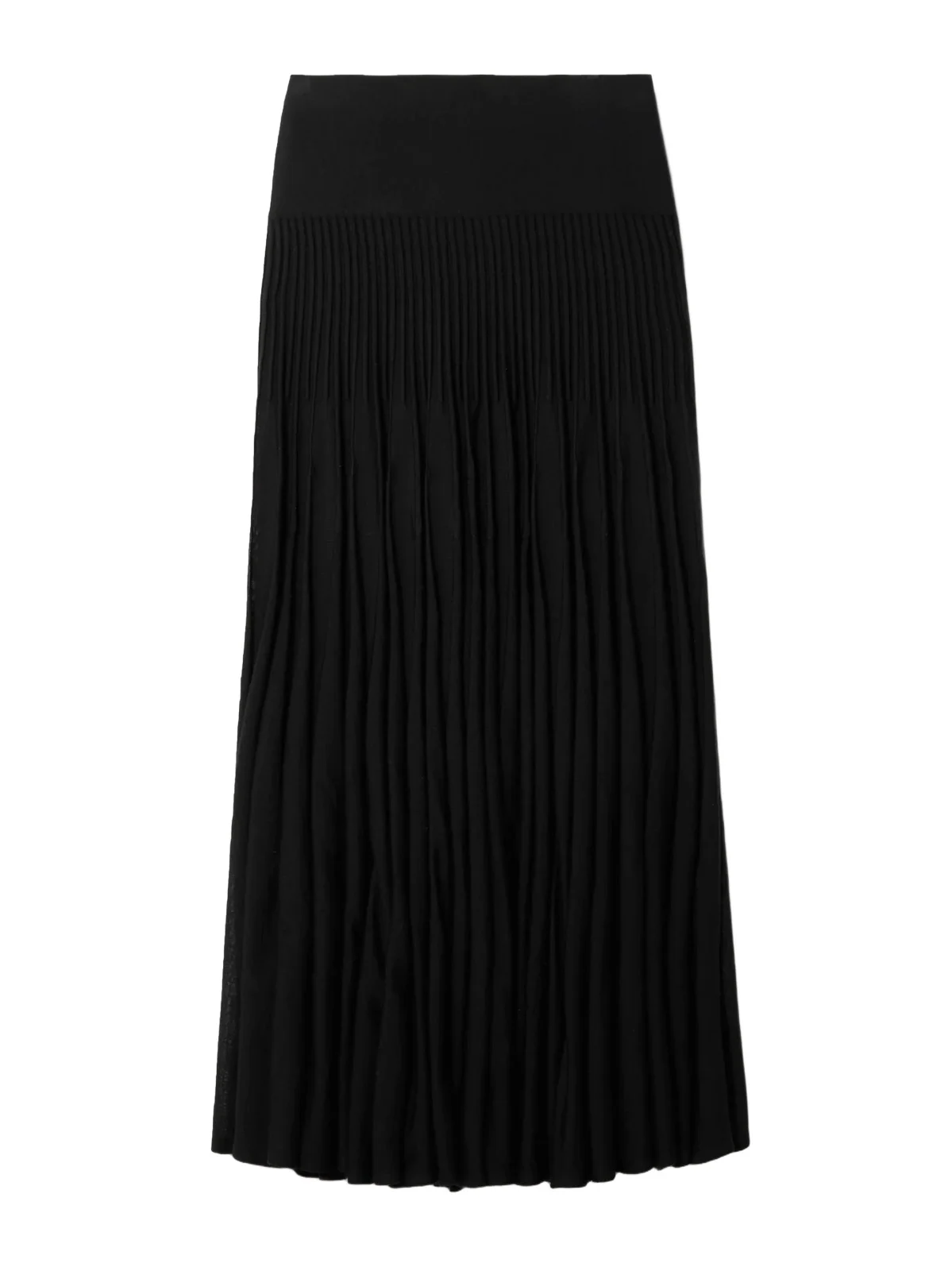 Pleated Wool Midi Skirt