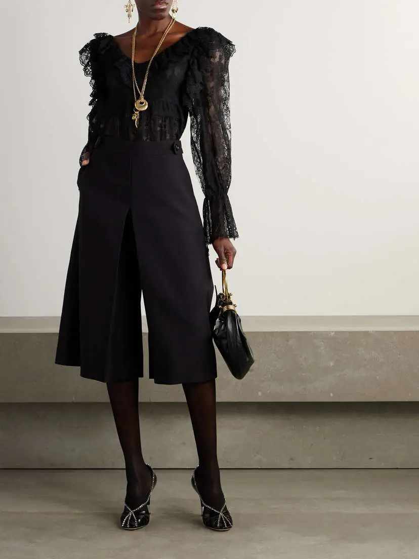 Chloé Ruffled Cotton-blend Lace Peplum Blouse | Thumbnail 2 Chloé Ruffled Cotton-blend Lace Peplum Blouse | Thumbnail 2