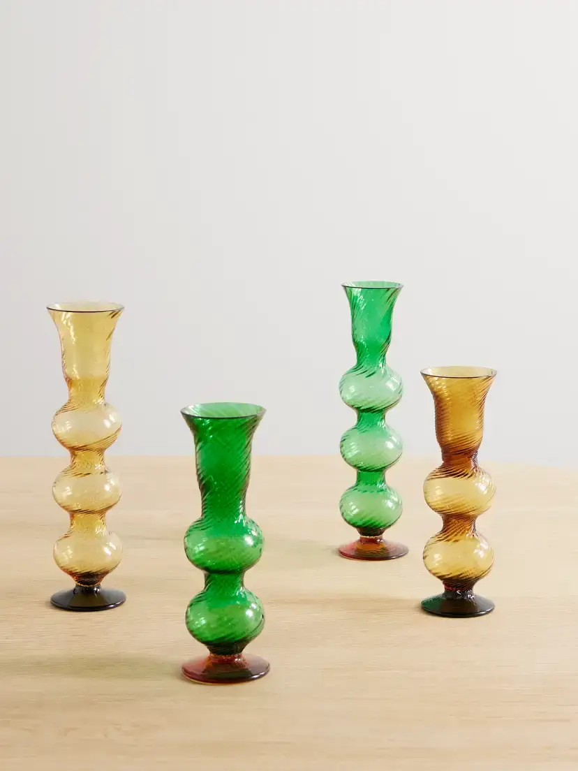 La DoubleJ Bubble Candle Set Of Four Murano Glass Candle Sticks