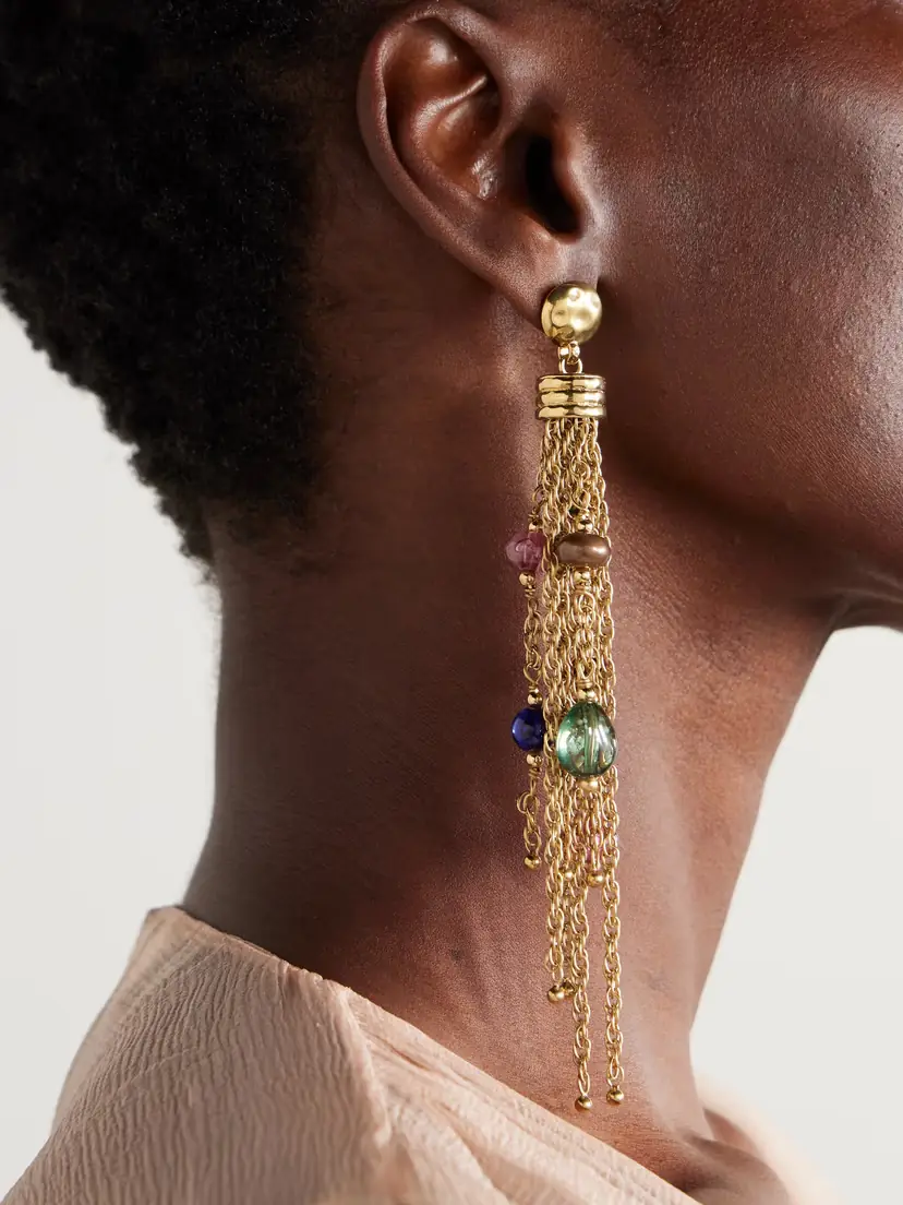 Chloé Fringed Gold-tone Beaded Earrings | Thumbnail 2 Chloé Fringed Gold-tone Beaded Earrings | Thumbnail 2