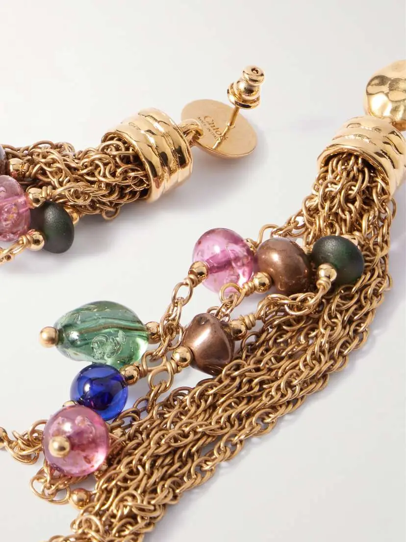 Chloé Fringed Gold-tone Beaded Earrings | Thumbnail 3 Chloé Fringed Gold-tone Beaded Earrings | Thumbnail 3