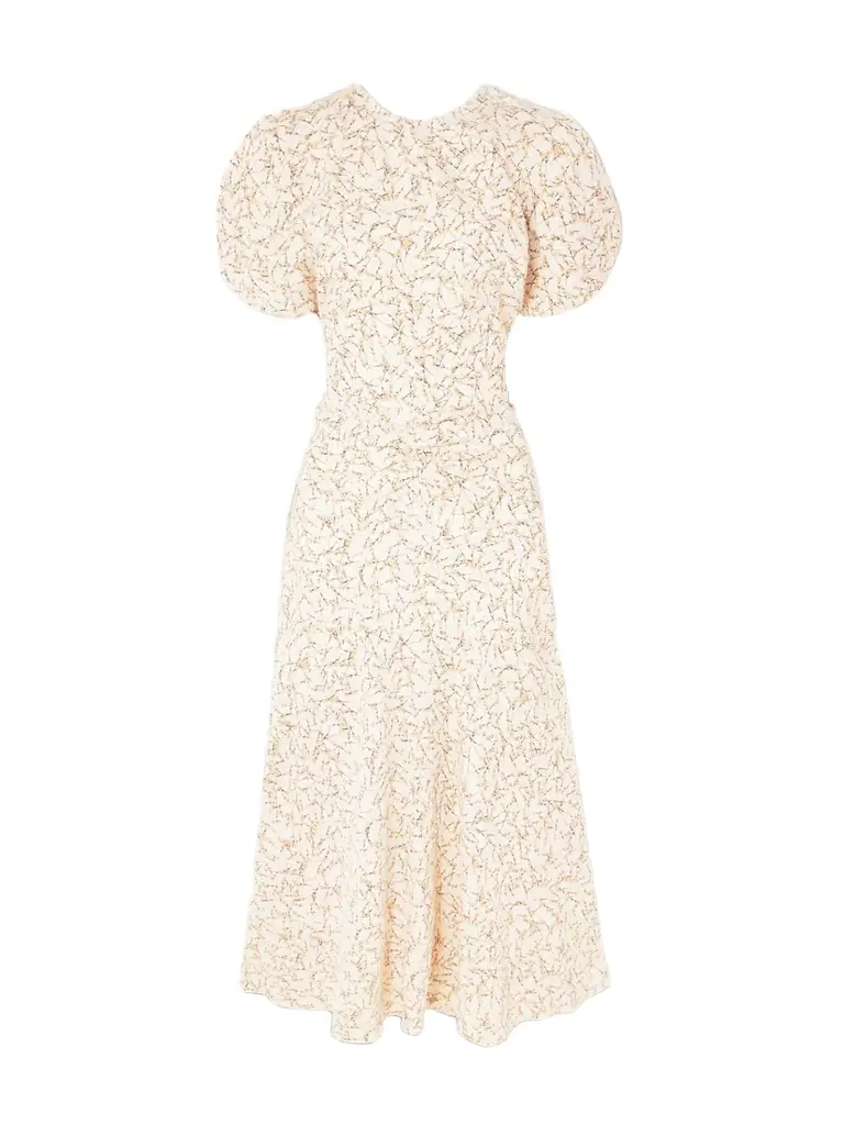 Gathered Floral-print Voile Midi Dress