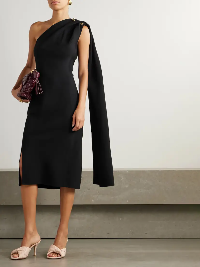 Bottega Veneta Cape-effect Embellished One-shoulder Crepe Midi Dress | Thumbnail 2