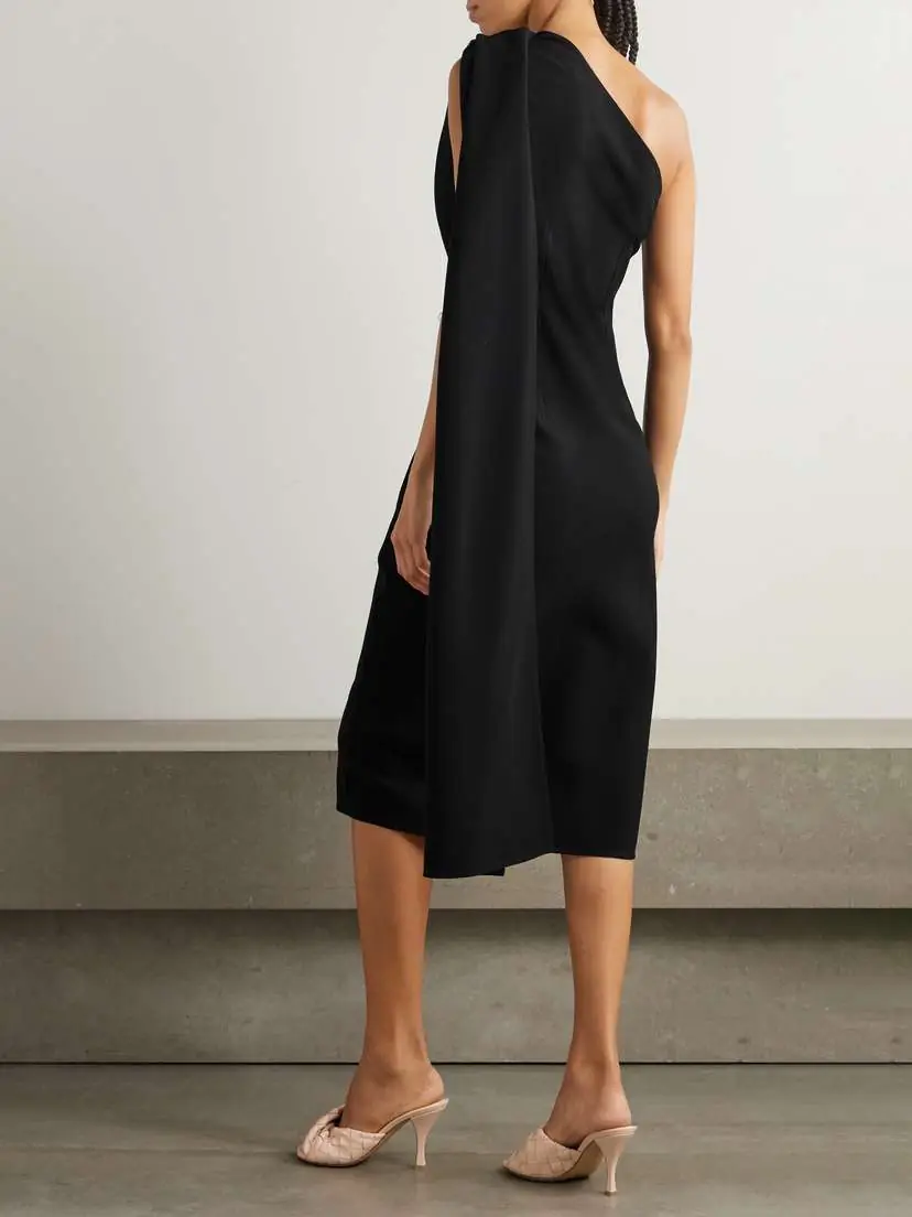 Bottega Veneta Cape-effect Embellished One-shoulder Crepe Midi Dress | Thumbnail 3