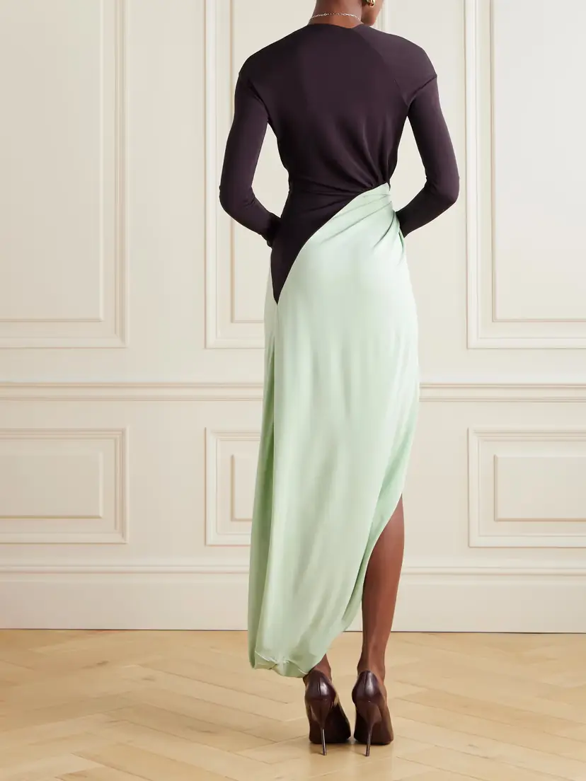 Victoria Beckham Knotted Gathered Two-tone Jersey Gown | Thumbnail 3