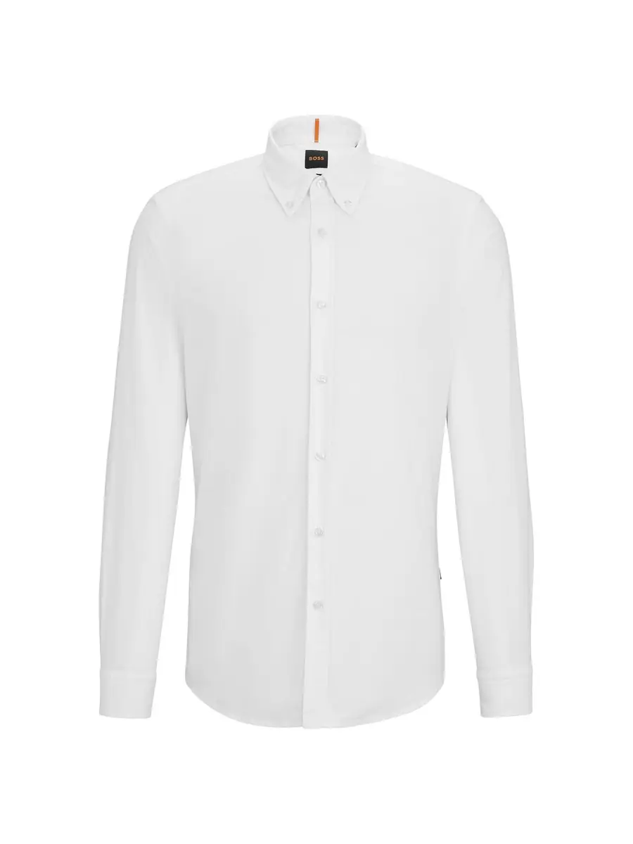 BOSS Men's Regular-Fit Shirt In Oxford Cotton - White | Thumbnail 6 BOSS Men's Regular-Fit Shirt In Oxford Cotton - White | Thumbnail 6
