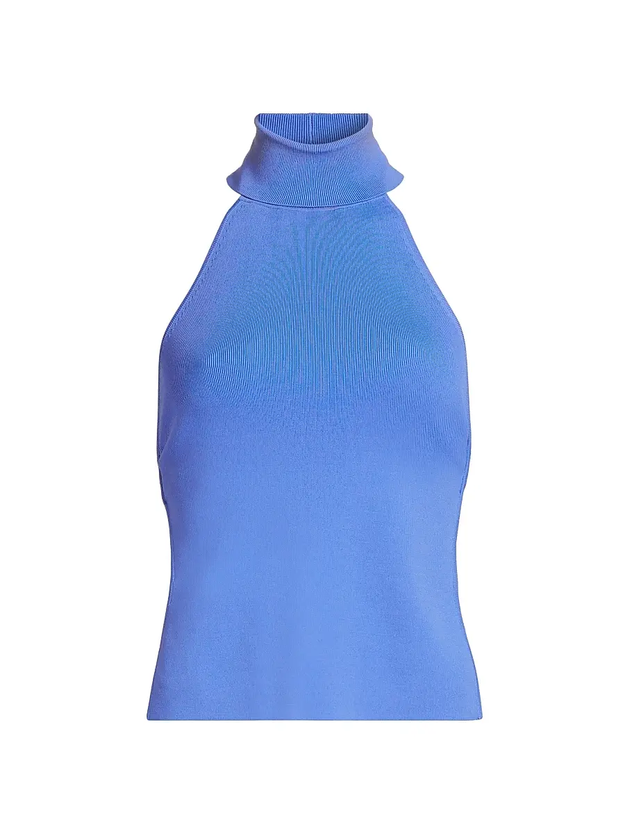 Cult Gaia Women's Wake Rib-Knit Turtleneck Top - Capri | Image 1 Cult Gaia Women's Wake Rib-Knit Turtleneck Top - Capri | Image 1