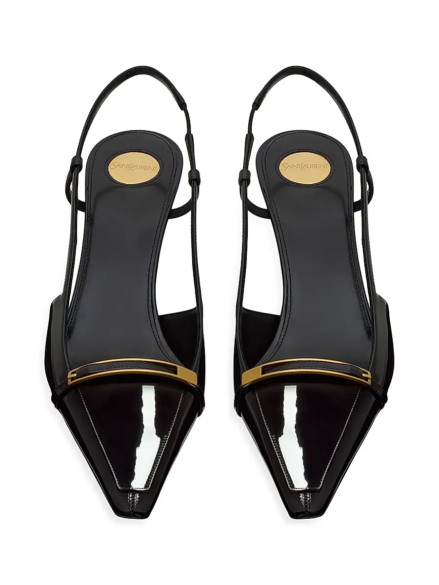 Saint Laurent Women's Jacqueline Slingback Pumps in Patent Leather - Black | Thumbnail 3 Saint Laurent Women's Jacqueline Slingback Pumps in Patent Leather - Black | Thumbnail 3