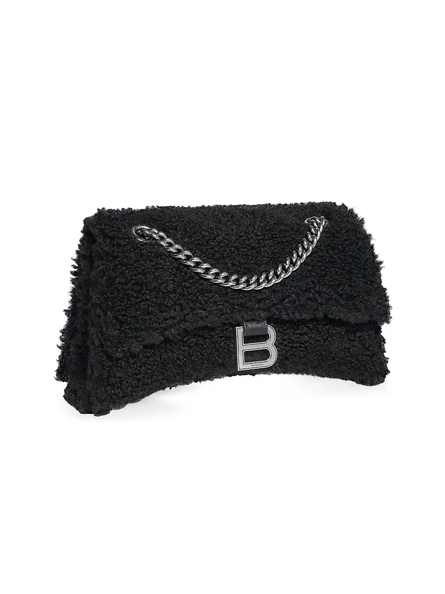 Balenciaga Women's Crush Chain Bag Fake Shearling - Black | Thumbnail 2 Balenciaga Women's Crush Chain Bag Fake Shearling - Black | Thumbnail 2