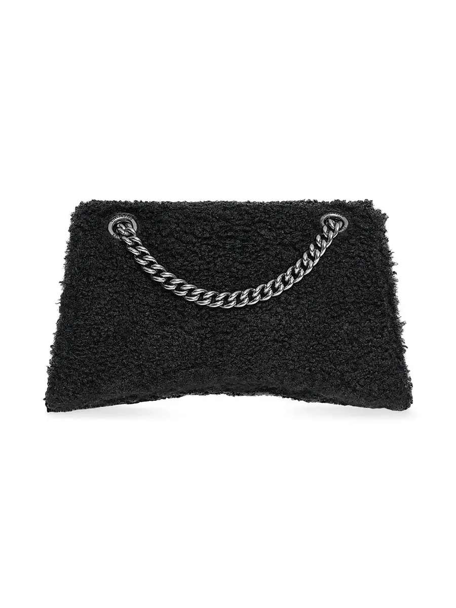 Balenciaga Women's Crush Chain Bag Fake Shearling - Black | Thumbnail 4 Balenciaga Women's Crush Chain Bag Fake Shearling - Black | Thumbnail 4