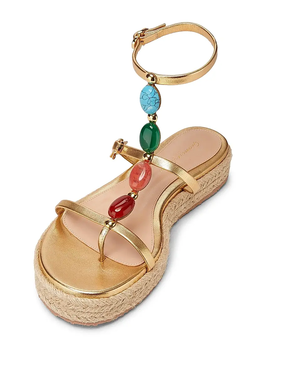 Gianvito Rossi Women's Nappa Silk+Corda Sandals | Thumbnail 4 Gianvito Rossi Women's Nappa Silk+Corda Sandals | Thumbnail 4
