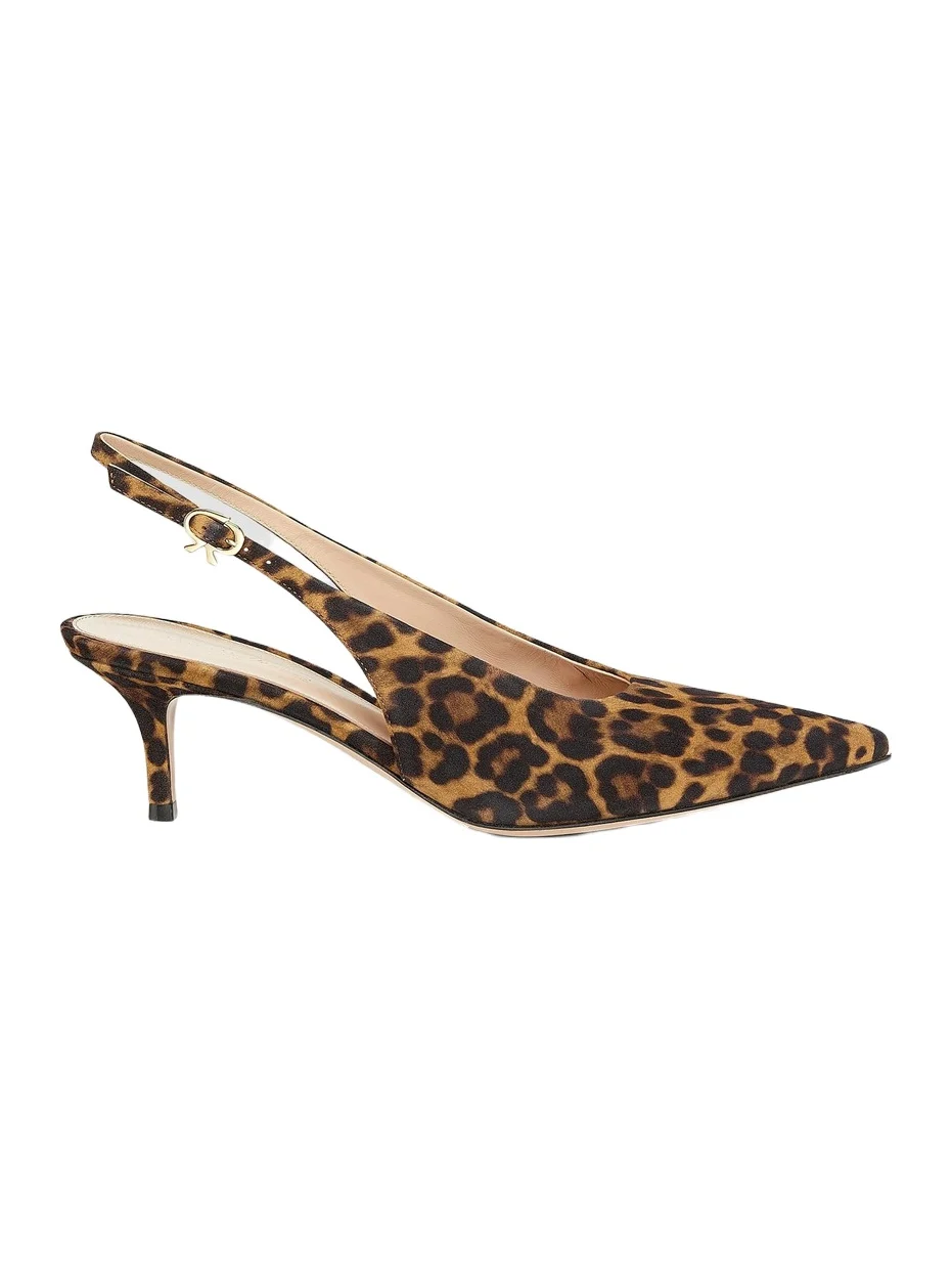 Women's 55MM Leopard Print Suede Slingback Pumps Women's 55MM Leopard Print Suede Slingback Pumps