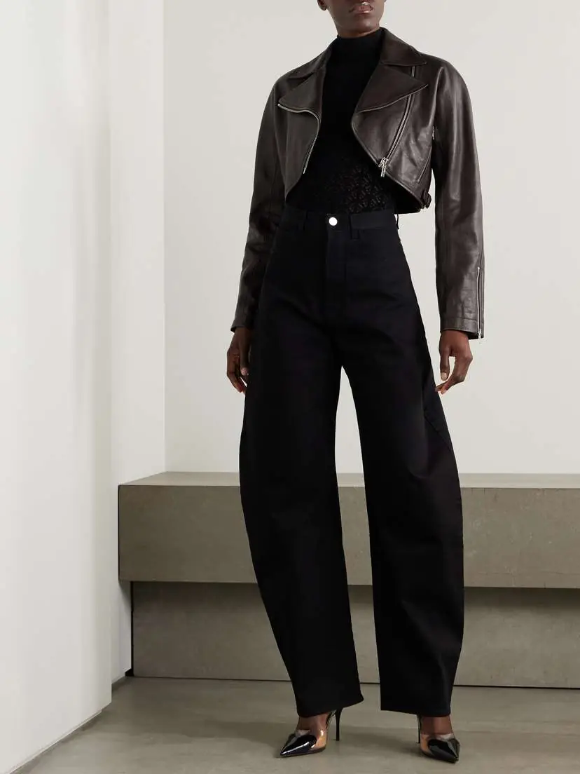 Alaïa Cropped Leather Biker Jacket - FR 36 | Thumbnail 2 Alaïa Cropped Leather Biker Jacket - FR 36 | Thumbnail 2