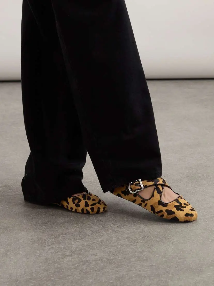 Alaïa Criss Cross Leather-trimmed Leopard-print Calf Hair Ballet Flats | Thumbnail 2 Alaïa Criss Cross Leather-trimmed Leopard-print Calf Hair Ballet Flats | Thumbnail 2