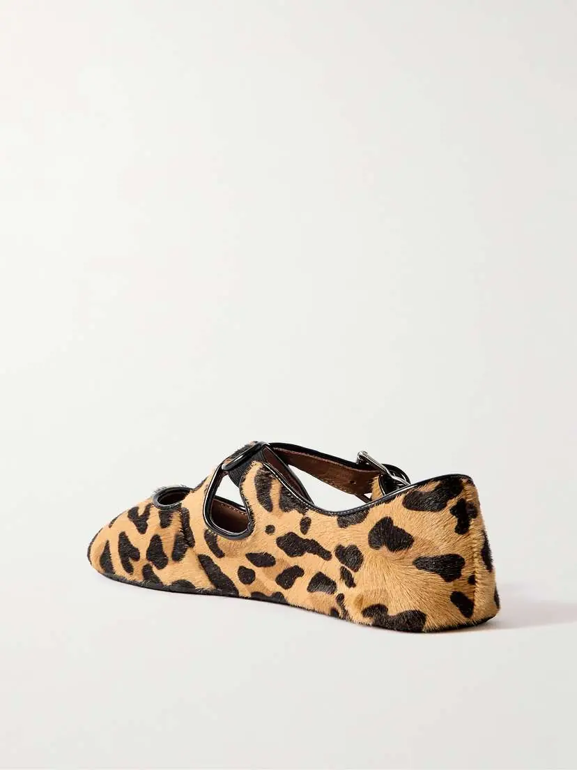 Alaïa Criss Cross Leather-trimmed Leopard-print Calf Hair Ballet Flats | Thumbnail 3 Alaïa Criss Cross Leather-trimmed Leopard-print Calf Hair Ballet Flats | Thumbnail 3