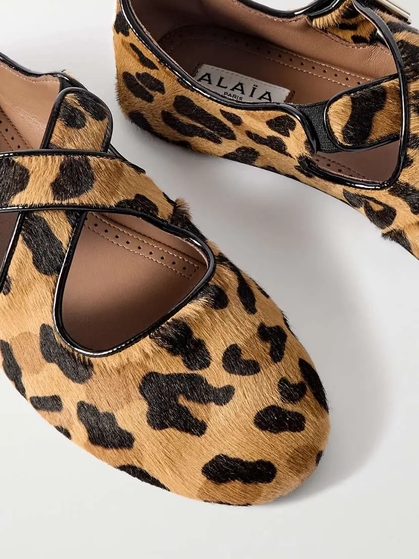 Alaïa Criss Cross Leather-trimmed Leopard-print Calf Hair Ballet Flats | Thumbnail 4 Alaïa Criss Cross Leather-trimmed Leopard-print Calf Hair Ballet Flats | Thumbnail 4