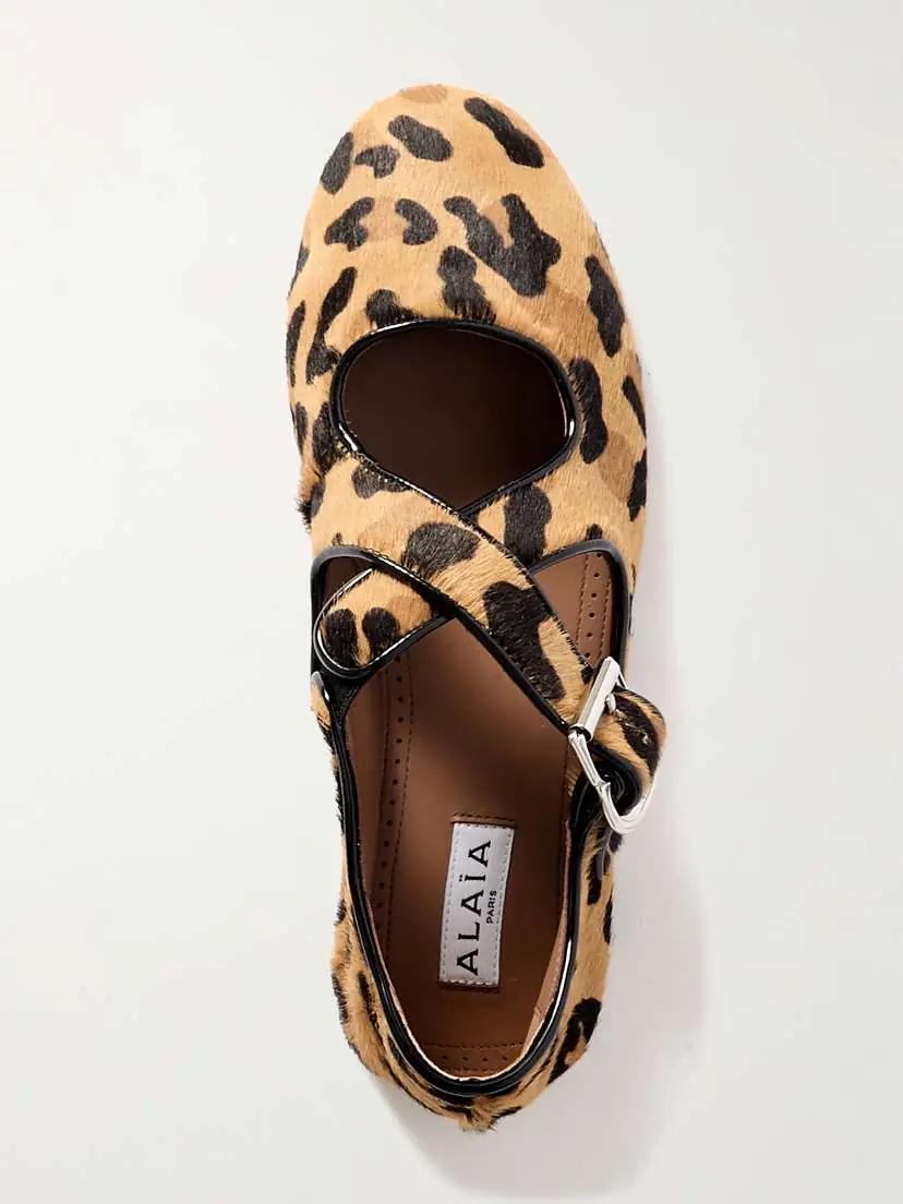 Alaïa Criss Cross Leather-trimmed Leopard-print Calf Hair Ballet Flats | Thumbnail 5 Alaïa Criss Cross Leather-trimmed Leopard-print Calf Hair Ballet Flats | Thumbnail 5