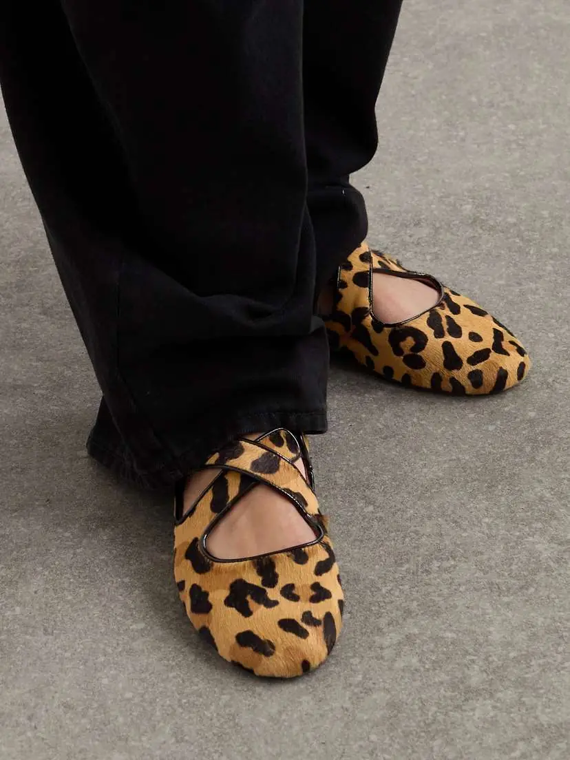 Alaïa Criss Cross Leather-trimmed Leopard-print Calf Hair Ballet Flats | Thumbnail 6 Alaïa Criss Cross Leather-trimmed Leopard-print Calf Hair Ballet Flats | Thumbnail 6