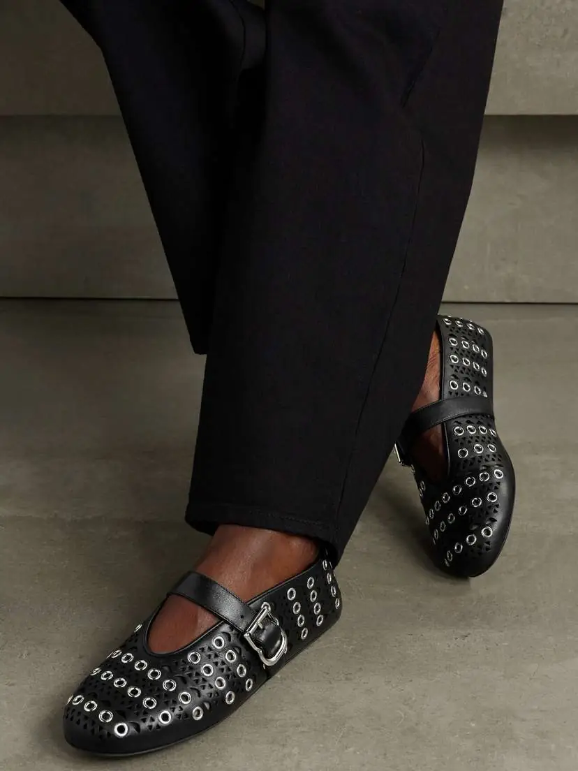 Alaïa Vienne Perforated Eyelet-embellished Leather Ballet Flats | Thumbnail 2 Alaïa Vienne Perforated Eyelet-embellished Leather Ballet Flats | Thumbnail 2