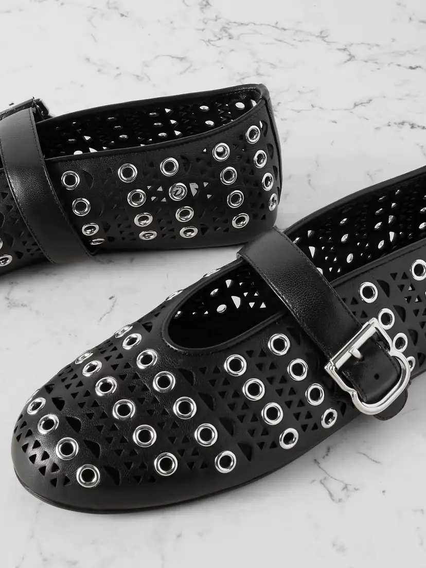 Alaïa Vienne Perforated Eyelet-embellished Leather Ballet Flats | Thumbnail 4 Alaïa Vienne Perforated Eyelet-embellished Leather Ballet Flats | Thumbnail 4