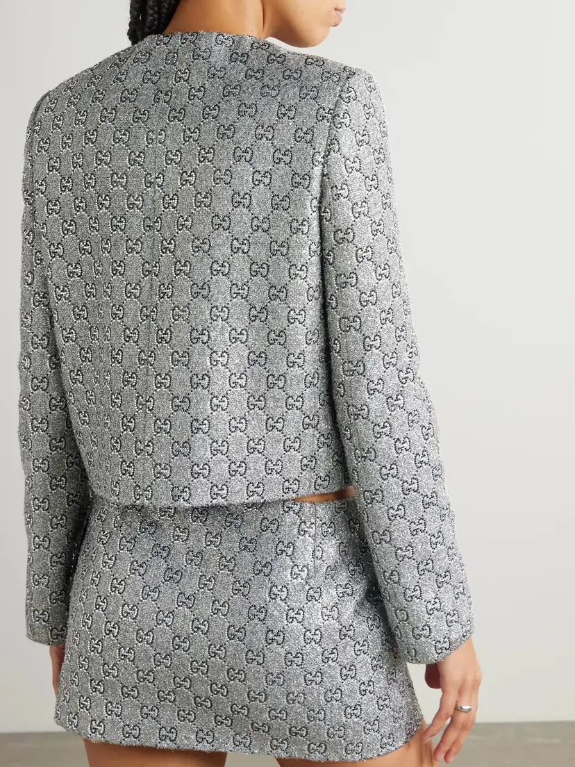 Gucci Crystal-embellished Metallic Tweed Jacket | Thumbnail 3