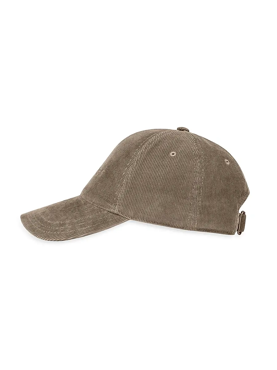 Saint Laurent Men's Cap in Corduroy - Kaki | Thumbnail 2