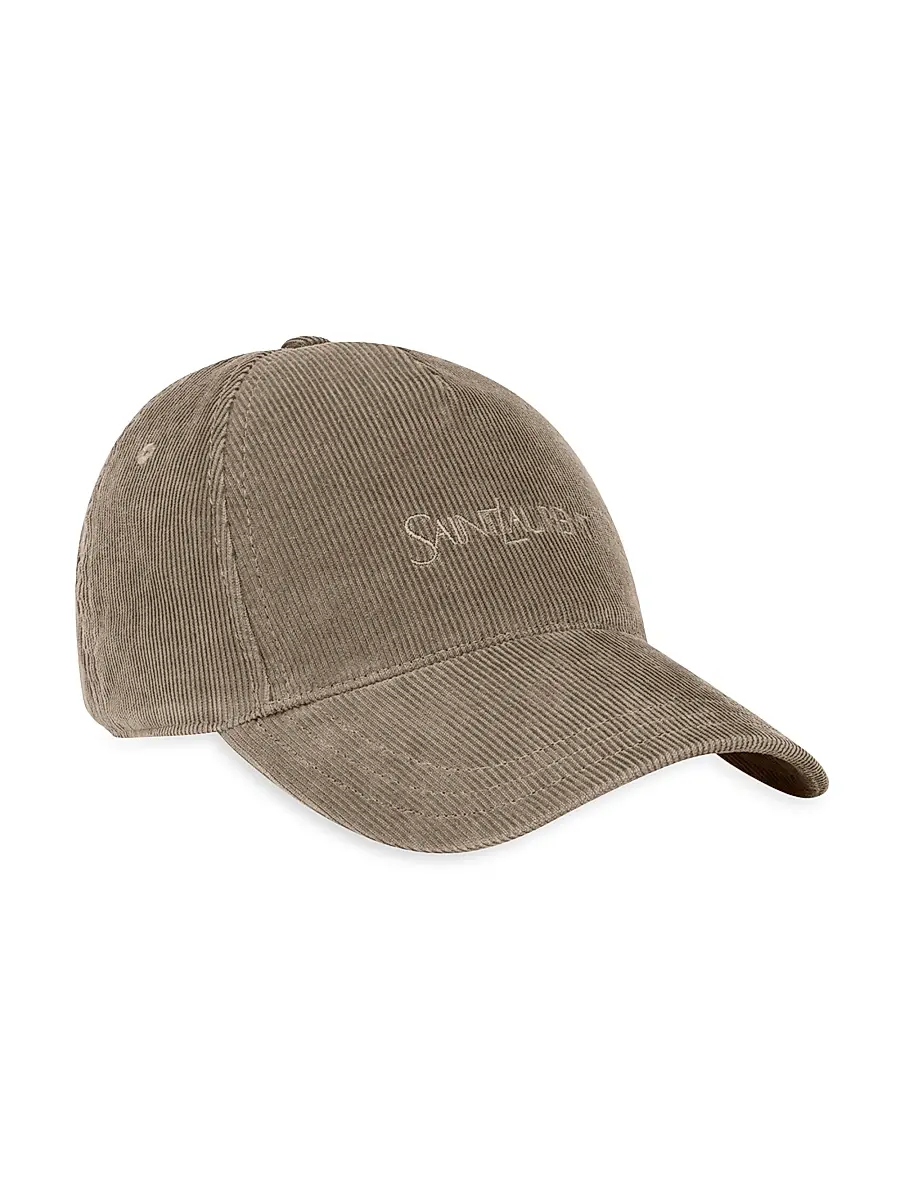 Saint Laurent Men's Cap in Corduroy - Kaki | Thumbnail 3