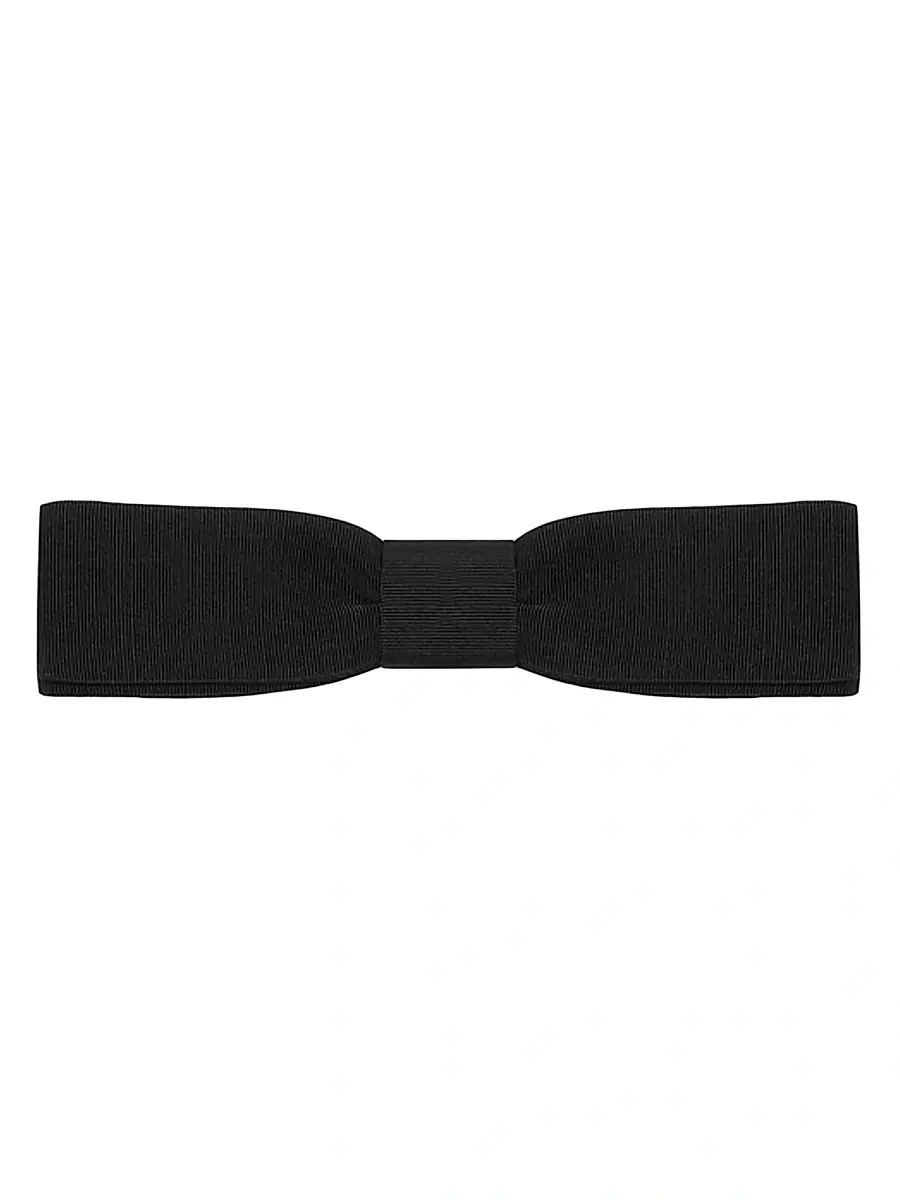 Saint Laurent Men's Rectangular Bow Tie in Faille - Black | Image 1 Saint Laurent Men's Rectangular Bow Tie in Faille - Black | Image 1