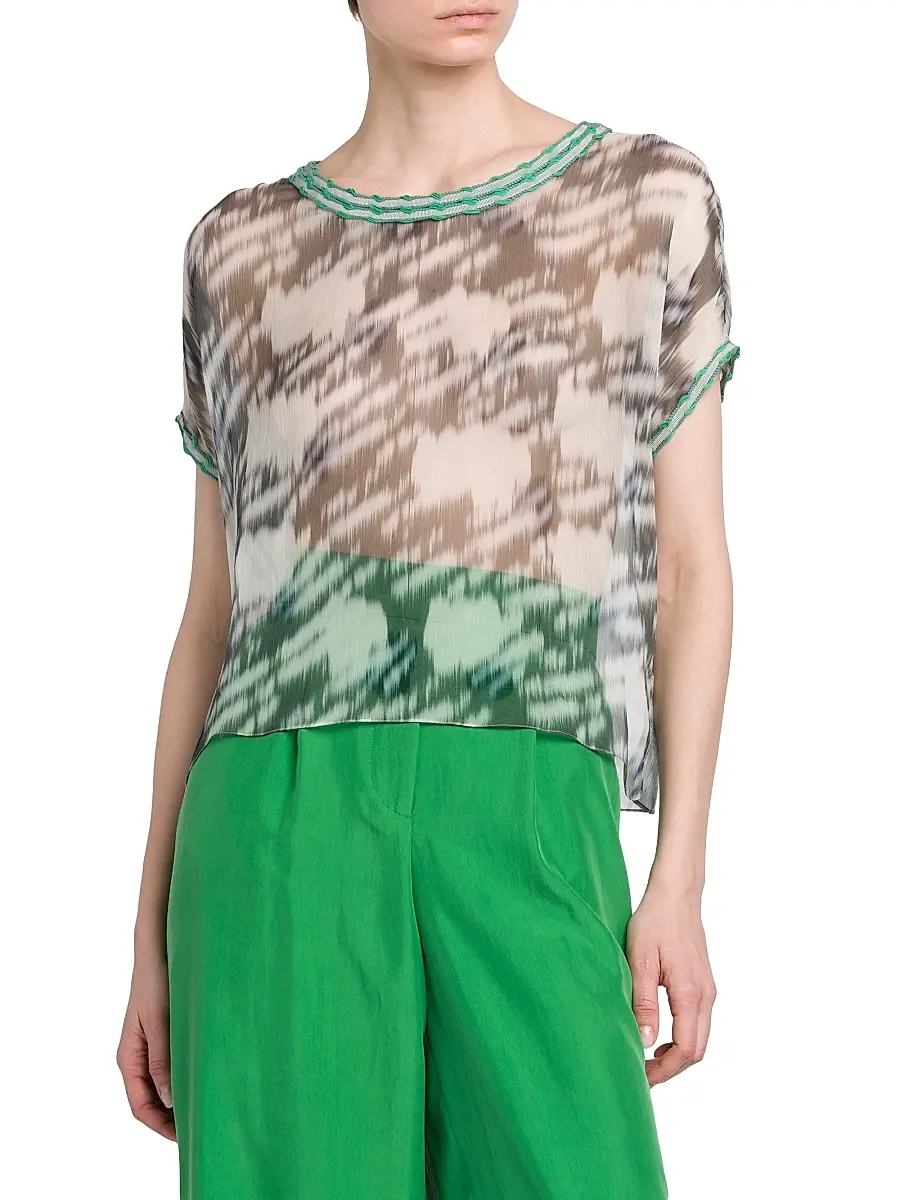 Giorgio Armani Women's Printed Sheer Chiffon Top | Thumbnail 3 Giorgio Armani Women's Printed Sheer Chiffon Top | Thumbnail 3