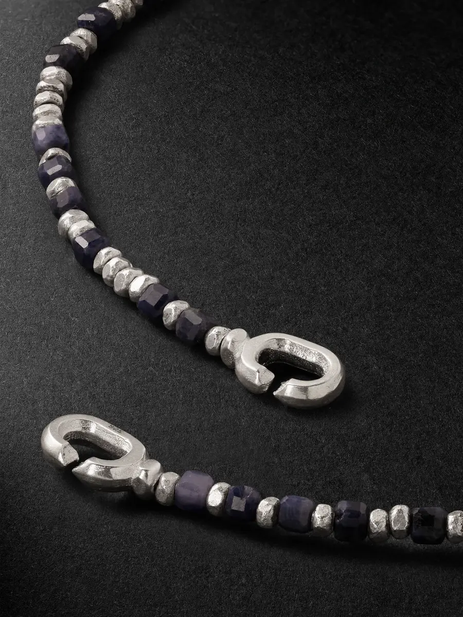 M. COHEN Percep Two Sterling Silver, Sapphire and Lapis Lazuli Beaded Wrap Bracelet - Men | Thumbnail 3