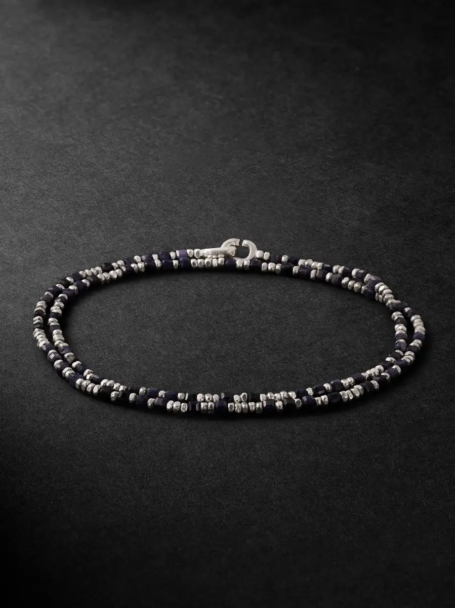 M. COHEN Percep Two Sterling Silver, Sapphire and Lapis Lazuli Beaded Wrap Bracelet - Men | Image 1 M. COHEN Percep Two Sterling Silver, Sapphire and Lapis Lazuli Beaded Wrap Bracelet - Men | Image 1