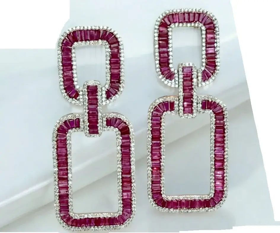 Wish Fine Jewelry 19.27ct Diamond Ruby 14K Gold Statement Earrings | Image 1 Wish Fine Jewelry 19.27ct Diamond Ruby 14K Gold Statement Earrings | Image 1
