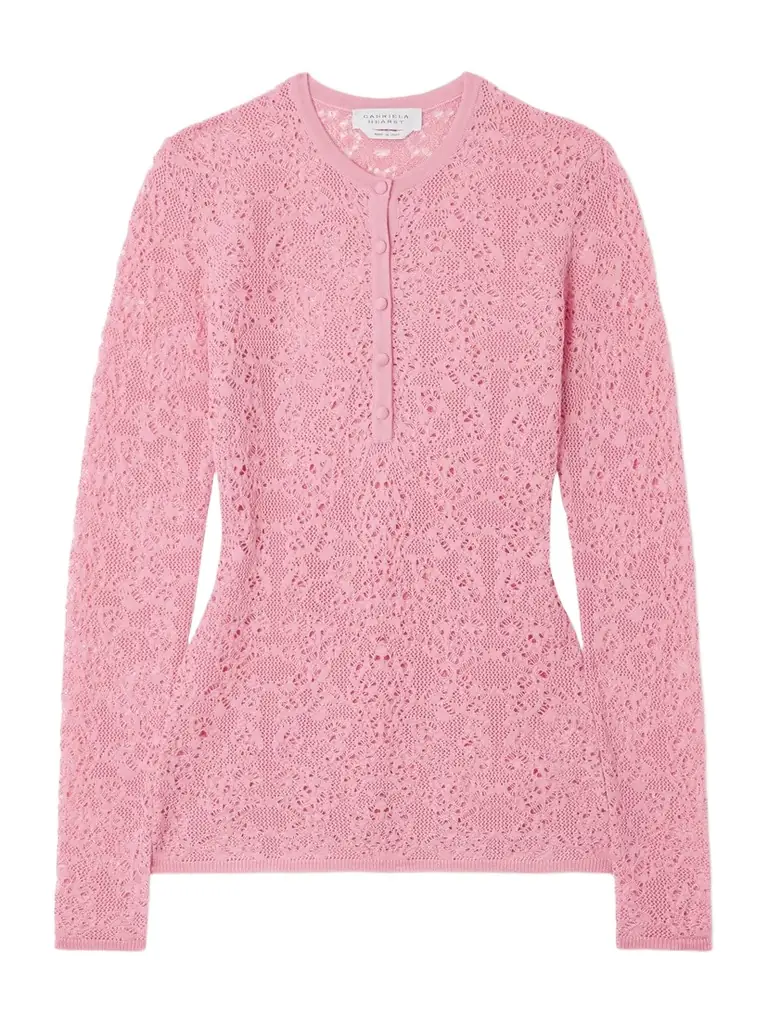 Ithaca Crocheted Wool And Silk-blend Henley Top