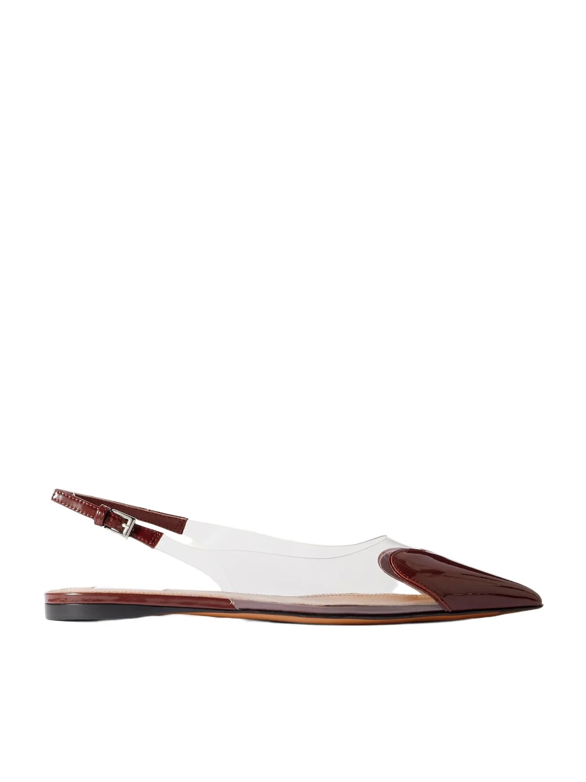 Le Cœur Pu And Patent-leather Slingback Point-toe Flats Le Cœur Pu And Patent-leather Slingback Point-toe Flats