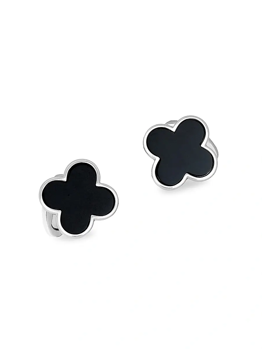 Jan Leslie Men's Onyx Clover Cufflinks | Thumbnail 2 Jan Leslie Men's Onyx Clover Cufflinks | Thumbnail 2