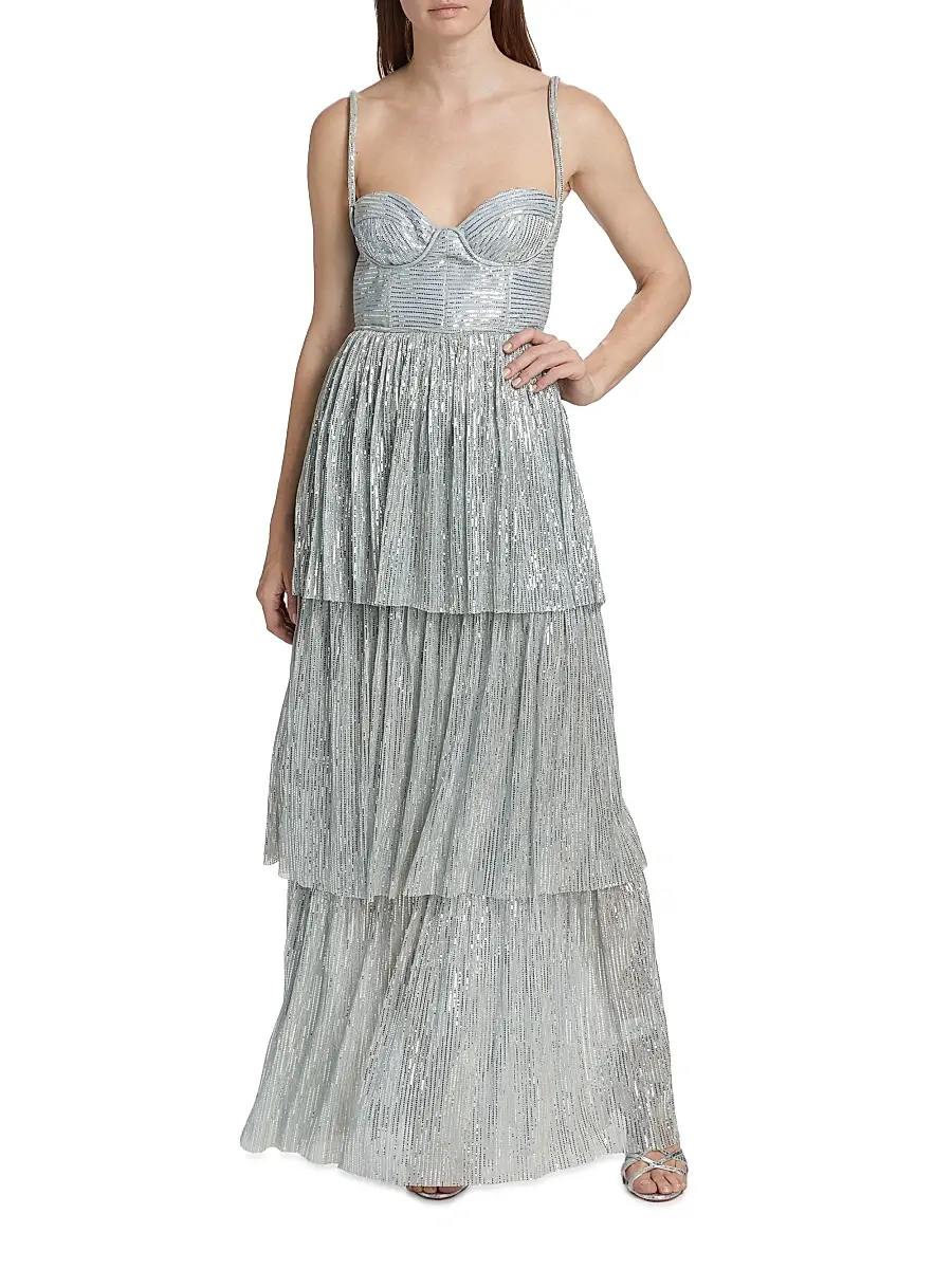 Sabina Musáyev Women's Altair Sequined Tiered Dress | Thumbnail 3 Sabina Musáyev Women's Altair Sequined Tiered Dress | Thumbnail 3