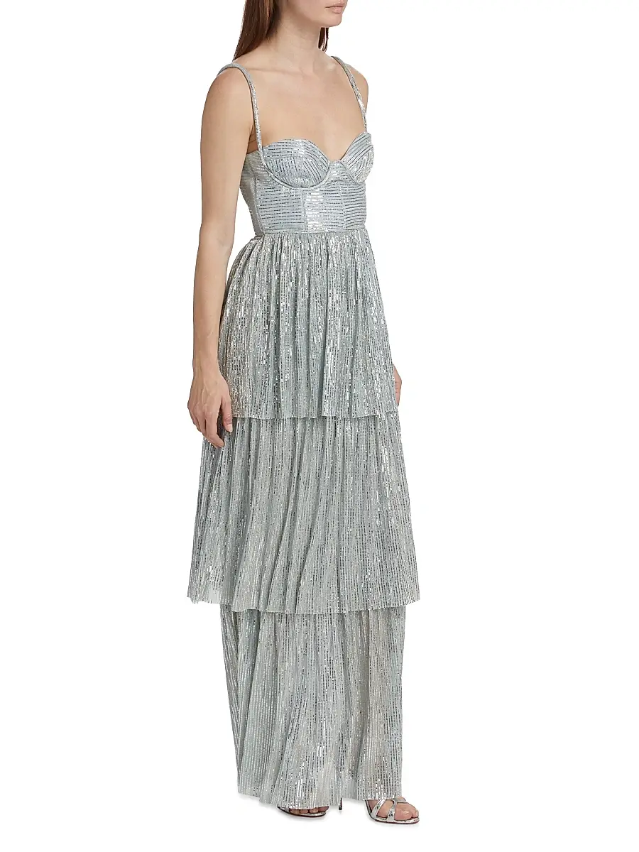 Sabina Musáyev Women's Altair Sequined Tiered Dress | Thumbnail 4 Sabina Musáyev Women's Altair Sequined Tiered Dress | Thumbnail 4