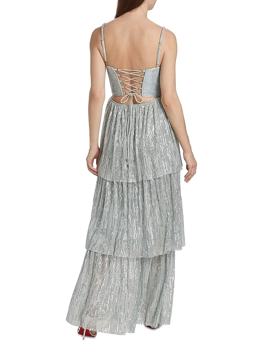 Sabina Musáyev Women's Altair Sequined Tiered Dress | Thumbnail 5 Sabina Musáyev Women's Altair Sequined Tiered Dress | Thumbnail 5
