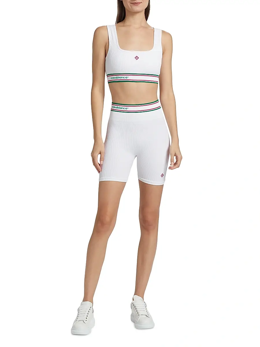 Casablanca Women's Rib-Knit Logo Sports Bra - White | Thumbnail 2 Casablanca Women's Rib-Knit Logo Sports Bra - White | Thumbnail 2