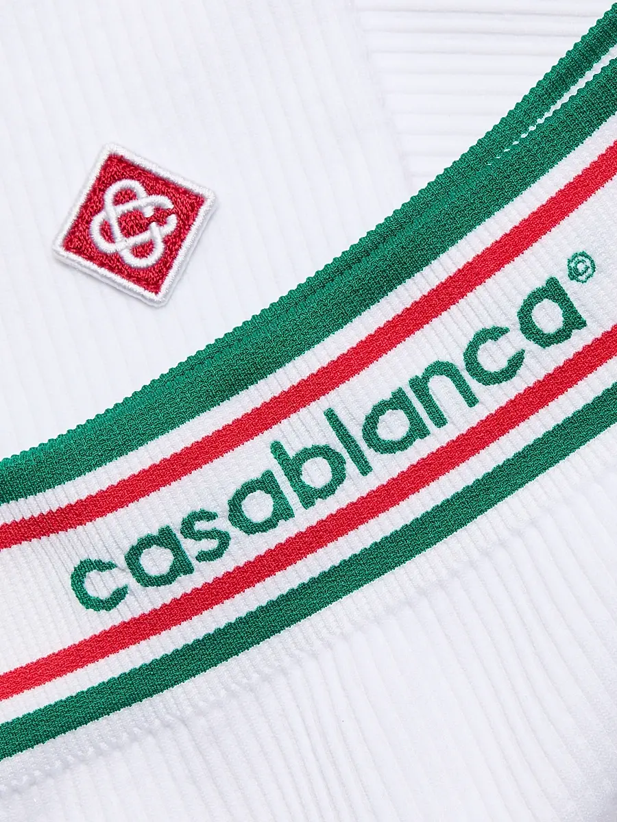 Casablanca Women's Rib-Knit Logo Fitted Shorts - Seamless White | Thumbnail 7 Casablanca Women's Rib-Knit Logo Fitted Shorts - Seamless White | Thumbnail 7