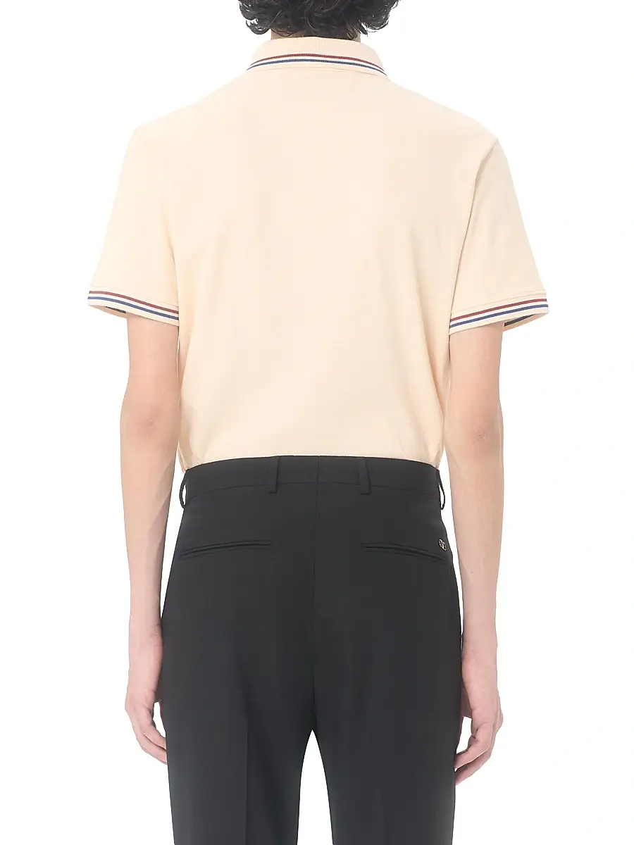 Valentino Men's Cotton Piqué Polo Shirt with VLogo Patch - Butter | Thumbnail 4